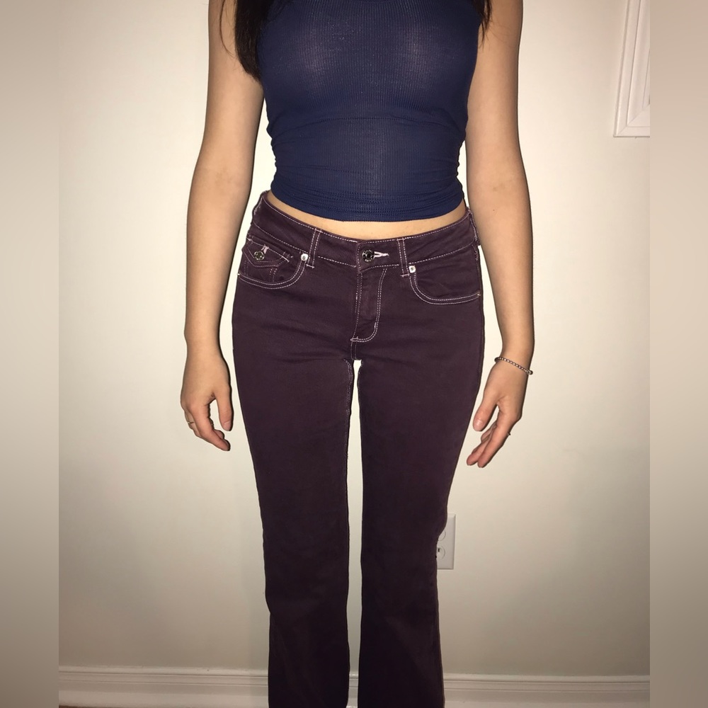 Y2K style low rise garage flare jeans